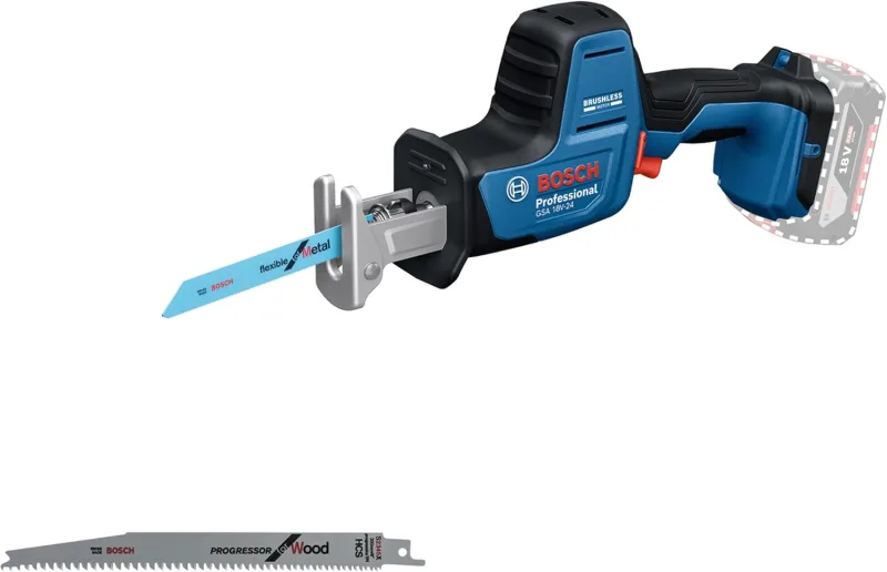 Bosch Professional 18V System Battery Reciprocating Saw GSA 18V-24 (incl. saw blade S922EF, S2345X)