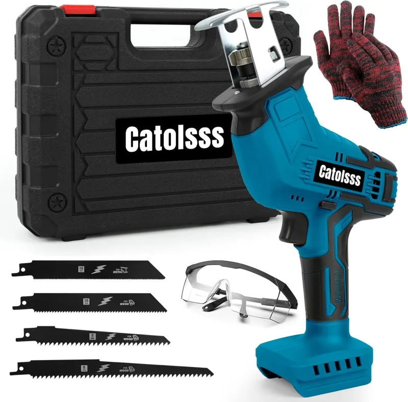 Battery Reciprocating Saw Compatible with Makita 18V 0-3500 Strokes/Min, Continuous Variable with 4 Saw Blades for Metal/Wood/PVC (No Battery)