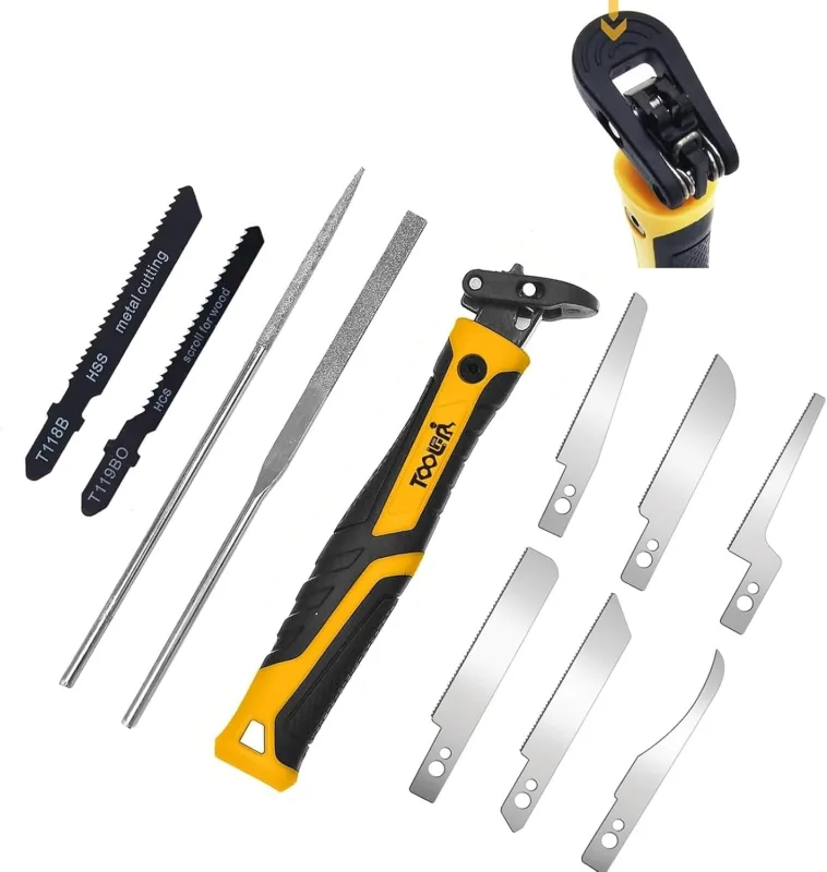 Magicbox - 10 in 1 Model Saws Set, Mini Saws for DIY, Cutting Tool for Branches and Twigs, Tool Set with Files Needles and Reciprocating Saw Blades, Hand Saw in