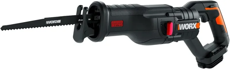WORX Brushless Reciprocating Saw 20V | PowerShare | WX516.9 - No Battery, No Charger | Brushless Motor, Adjustable Pivot Skid, Tool-Free Blade Change