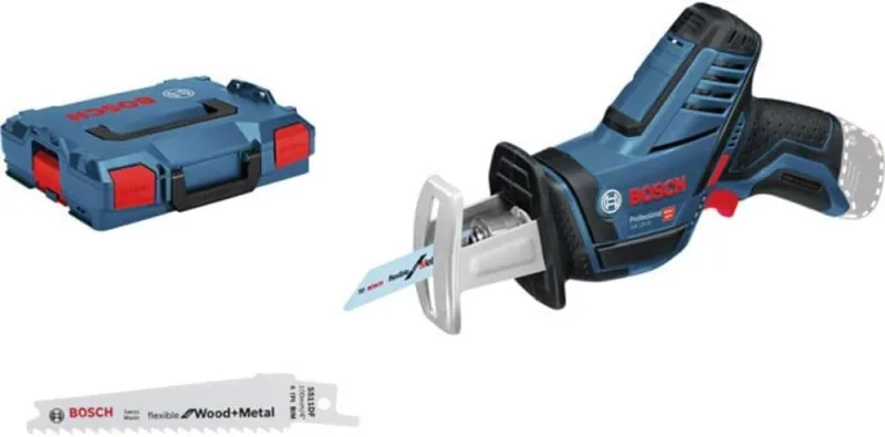 Bosch Professional 12V System battery-powered reciprocating saw GSA 12V-14 (cutting depth in wood/metal profiles: 65/50 mm, incl. 2 saw blades, L-BOXX, without battery/charger)