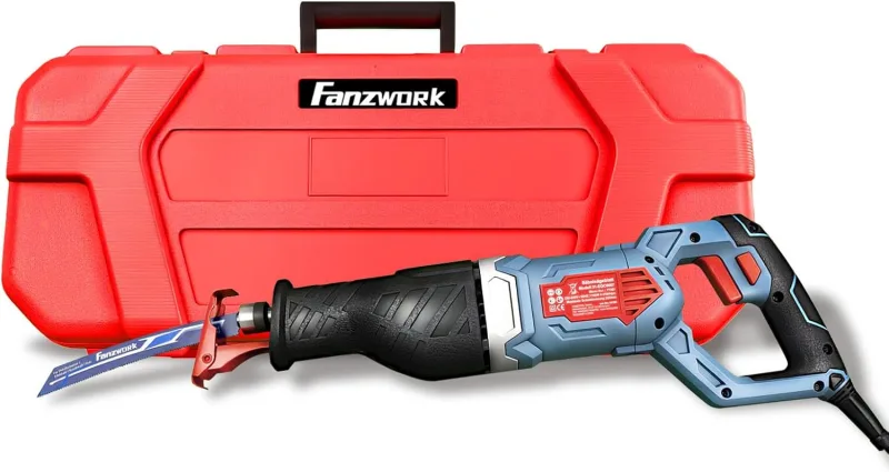 FANZWORK 1100W 0-2500spm LED Electric Reciprocating Saw Saw with 4M Corded Saw Blade for Wood, Metal and Plastic, Tool-Free Blade Change