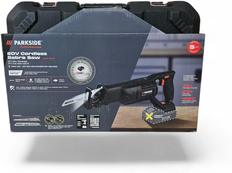 PARKSIDE PERFORMANCE 20V 28mm Stroke Battery Reciprocating Saw PSSAP 2028 Without Battery or Charger