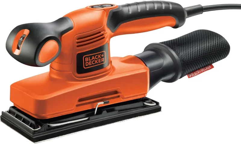 BLACK+DECKER Lijadora Orbital 240W de 1/3 Hoja, Velocidad Variable 7.000-15.000 opm, Filtro, 5 Hojas de Lija y Maletín, Fijación de Papel con Velcro y Pinza, Bolsa de Extracción de Polvo, KA320EKA-QS