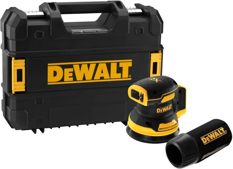DEWALT DCW210NT-XJ - Lijadora Rotorbital sin Escobillas XR 18 V Diámetro 125 mm Electrónica sin Cargador/Batería con Maletín Tstak II, Negro/Amarillo