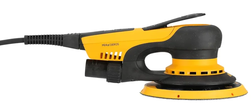 Mirka DEROS II 650 Lijadora electrica excéntrica con aspiración central y cierre adhesivo para papel de lija Ø 150 mm/Órbita 5.0mm Lijadora orbital para lijado sin polvo de madera, yeso y metal
