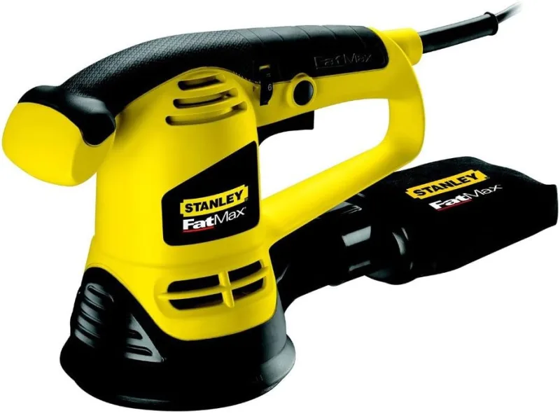 STANLEY FATMAX Lijadora rotorbital 480W, control de velocidad variable, diseño ergonómico, componentes sellados contra el polvo, incluye maletín y 3 hojas de lijar, órbita 5mm, FME440K-QS