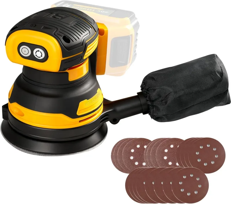 11000RPM Cordless Random Orbital Sander, Compatible with DEWALT 20V Batteries, Includes Dust Bag, Protective Cover and Sandpaper for Sanding and Polishing