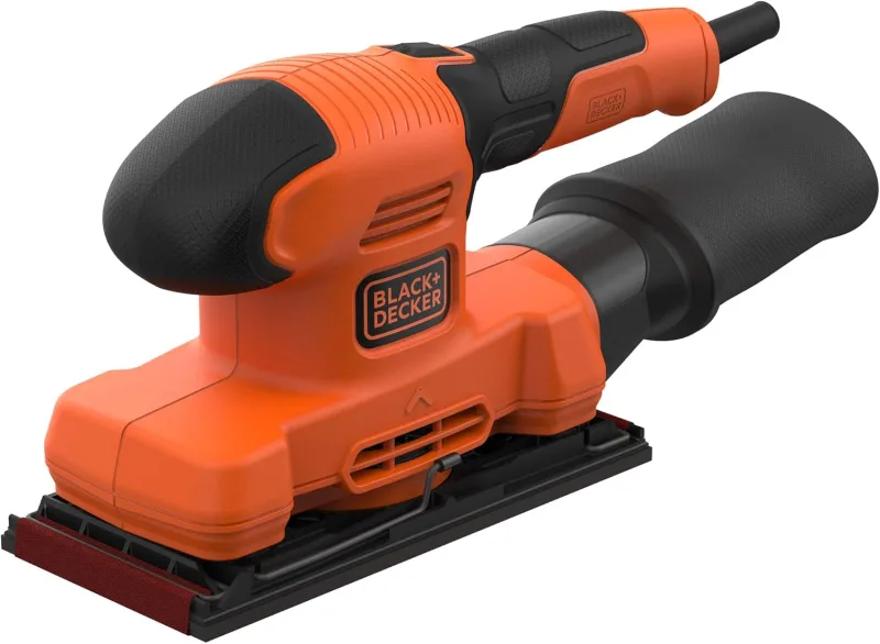 BLACK+DECKER Lijadora Orbital 150W, Velocidad 14,000 RPM, Diámetro de Órbita 2mm, Fijación de Lija por Pinza, Incluye Bolsa de Polvo y Hoja de Lija, BEW220