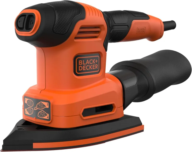 BLACK+DECKER Lijadora 4 en 1 Mouse/Rotorbital, Potencia 200W, Incluye 6 Hojas, 2 Platinas y Accesorio para Detalles, Bolsa de Polvo, Velocidad 12.000 opm, BEW200-QS