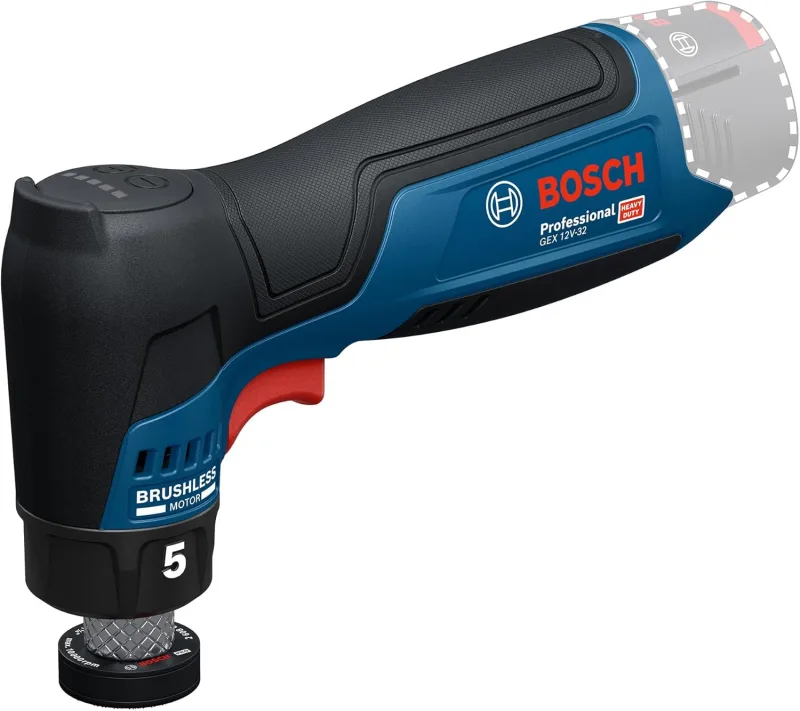 Bosch Professional 12V System battery operated eccentric orbital sander GEX 12V-32 (incl. mounted rubber plate with contact closure 32 mm, adhesive rubber plate 32 mm)
