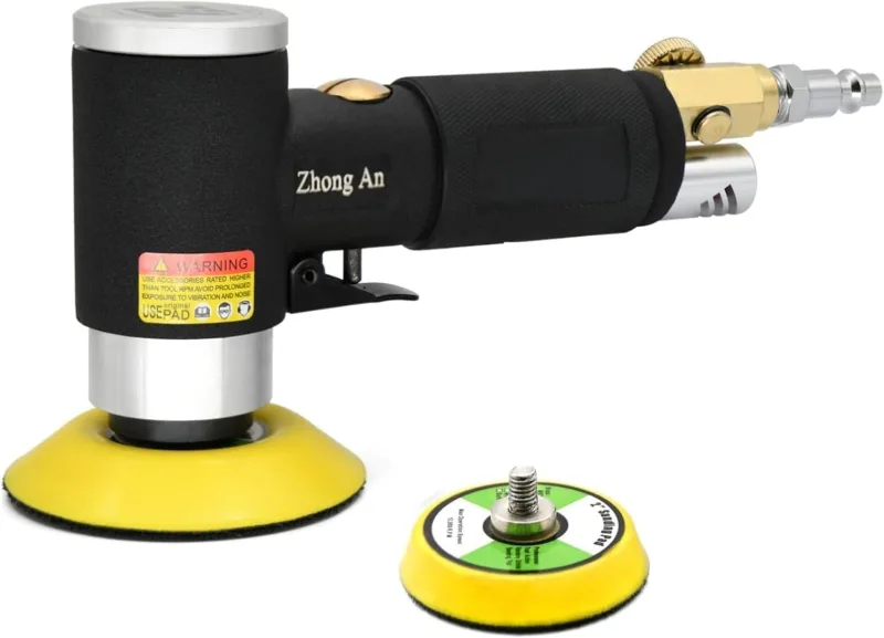 Mini lijadora orbital de aire comprimido, alta velocidad 12000 rpm, lijadora con disco de lijado de 50 mm y 75 mm, color negro