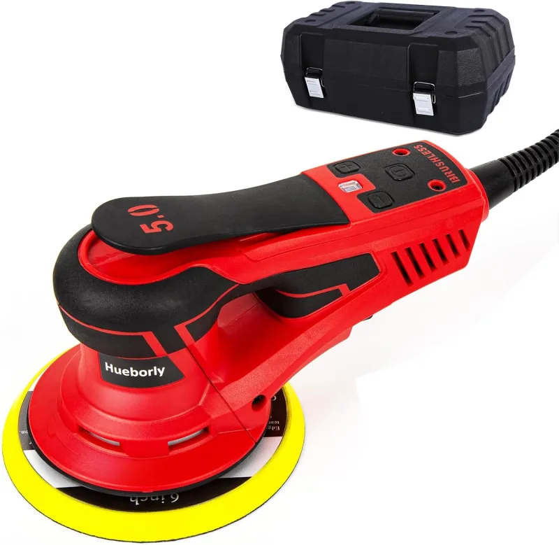Electric Random Orbital Sander, Brushless Powerful 350W Polishing Sander, 6" Variable Speed Tool 10000RPM for Sanding Walls and Wood, Removal