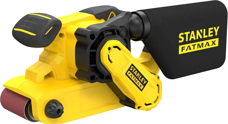 STANLEY FATMAX Lijadora de banda 1010W, velocidad variable 190-380 m/min, hoja 533x76 mm, diseño ergonómico, cambio de banda sin llave, incluye maletín, FMEW204K-QS