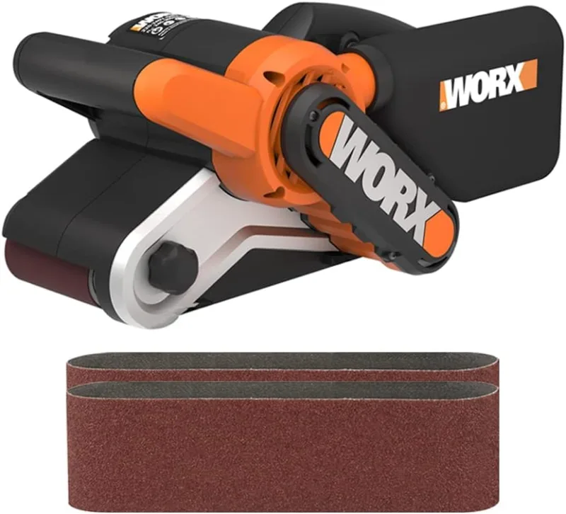 WORX Lijadora de Banda 950W | WX 661.1 | Superficie de lijado 76 x 130mm, sistema de autocentrado, cambio rápido de banda