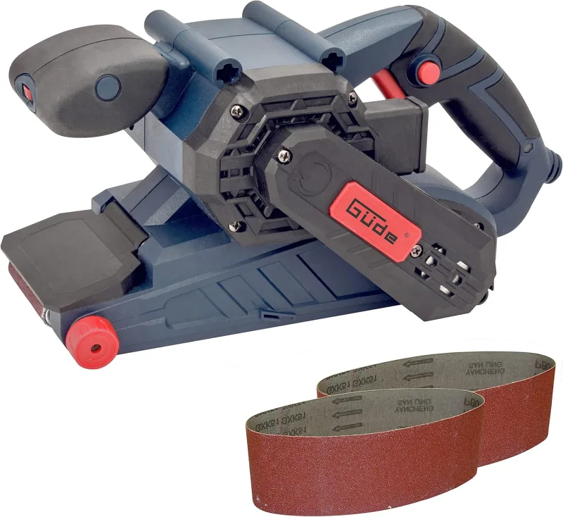 Güde 58146 BS 76 – 900 S – Lijadora de banda (230 V, 76 x 160 mm de lijado, sistema de cambio rápido de cinta, ajustable lenkrollen, 2 x Banco de lijado K80)