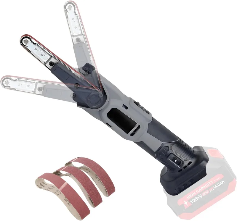 Lijadora eléctrica de banda compatible con Makita 18 V, lijadoras de dedo inalámbricas ajustables de 35°, lima multiusos con 3 correas de lijado, 6 velocidades, lima de lijadora de detalles para