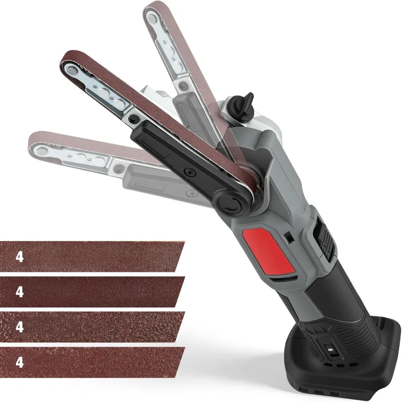 Lijadora de banda inalámbrica compatible con Ma-kita 18V, lima de banda sin escobillas con brazos de lijado de 10 mm Incl. 16 bandas abrasivas, 6 niveles de velocidad y banda abrasiva orientable 35°