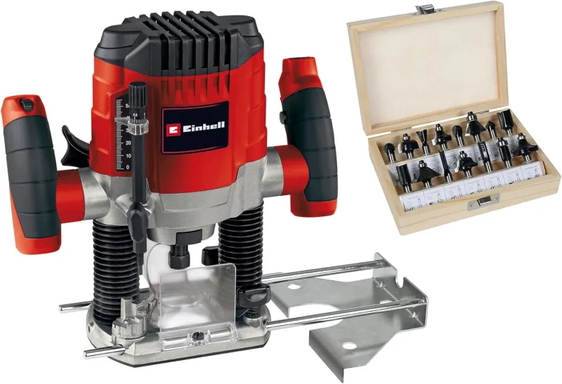 Einhell TC-RO 1155 Kit (1100 W, clamping pliers Ø 6 and 8 mm, speed variator, parallel stop, suction adapter, with accessories and various milling cutters)