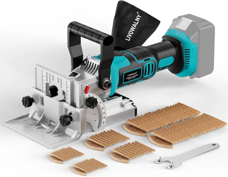 LIVOWALNY Flat Dowel Milling Machine Compatible with Makita 18V - Battery Powered Slotter Milling Machine with Dust Bag and Flat Dowels for Woodworking (No Battery/Charger), 11000rpm, Adjustment