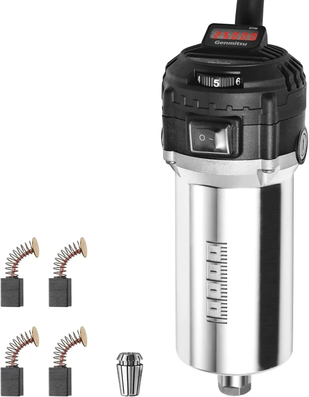 Genmitsu 710W Compact CNC Milling Cutter Diameter 65mm Spindle Motor with LCD Digital Display 6 Speed Adjustable 1/8" ER11 4 Carbon Brushes for CNC Milling Machines