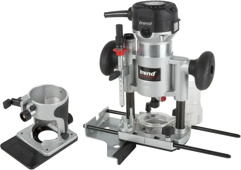 Trend T1 Double Base Milling Machine, 8mm Jug, 710W, 230V, Compact Precision Cutting Tool for Woodworking, T1EPS/EURO
