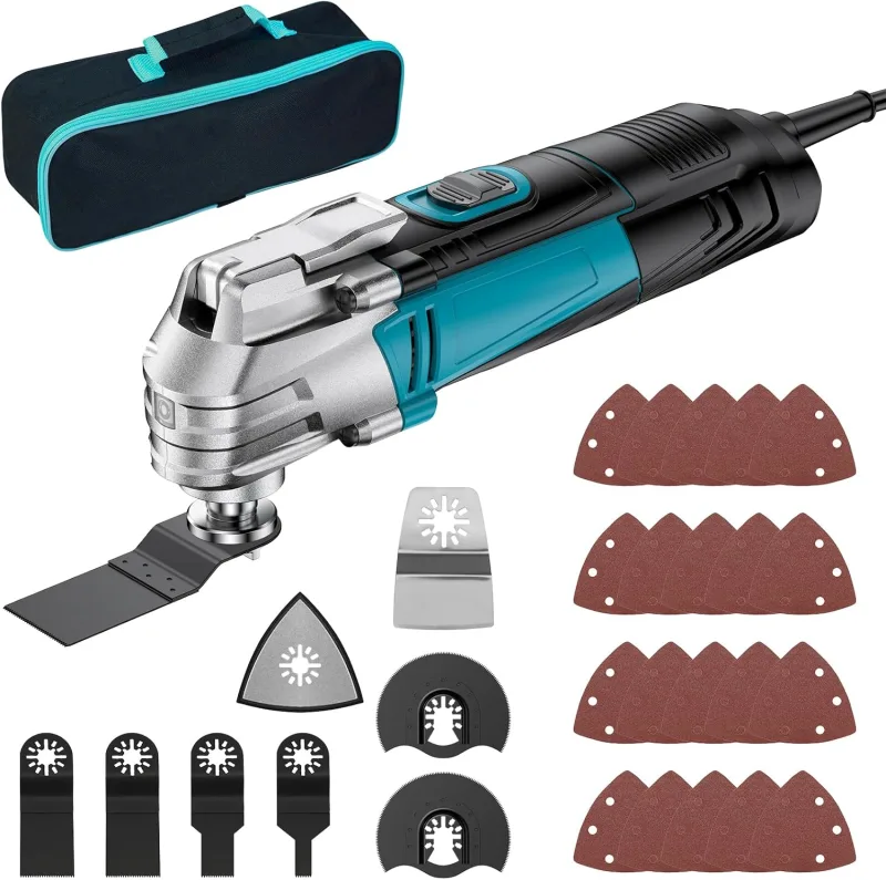 Oscillating Multitool with 23 Accessories, 300 W Multifunction Tool with 10000-22000 RPM 6 Variable Speeds, Oscillation Angle 3⁰ Oscillating Saw Multitool for Cutting, Carving, Polishing
