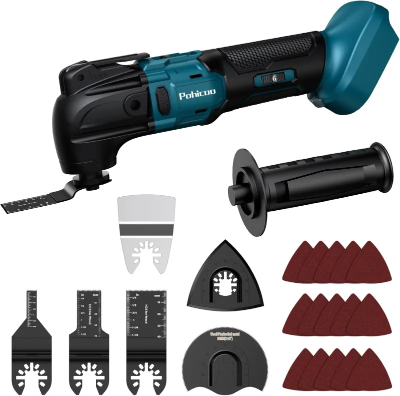 Cordless Oscillating Multitool, Multifunction Tool for Makita 18V Battery, 6 Adjustable Speeds Oscillating Saw, Multitool for Removing, Scraping, Cutting (No Battery)