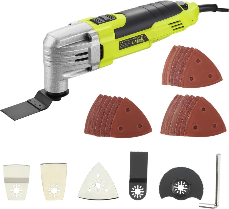 DEWINNER 300W Oscillating Multitool 0-23000 OPM with Accessories Set with Saw Blade for Cutting, Polishing, Sanding Paper, Multipurpose