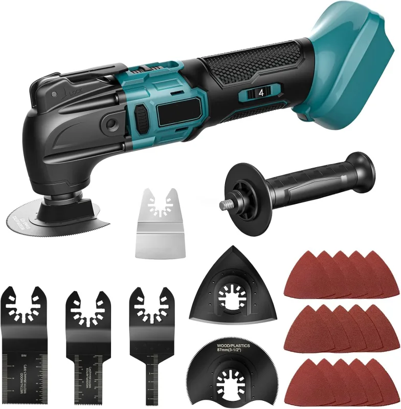 Oscillating Multifunction Tool Compatible with Makita 18V Battery, Cordless Multifunction Tools with Brushless Motor, 6 Variable Speeds for Scraping Cutting Polishing (without battery)