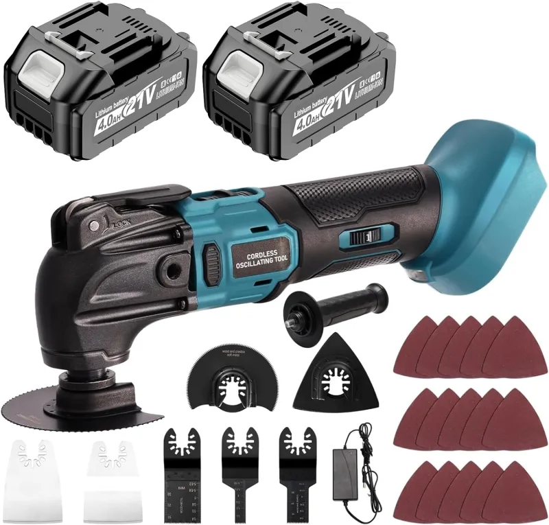 Oscillating Multitool, Brushless Cordless Multifunction Tool for 2 PCS Batteries 21V 4.0Ah, 26 PCS Kit with Additional Handle for Cutting, 6 Variables, 8500-22000 RPM