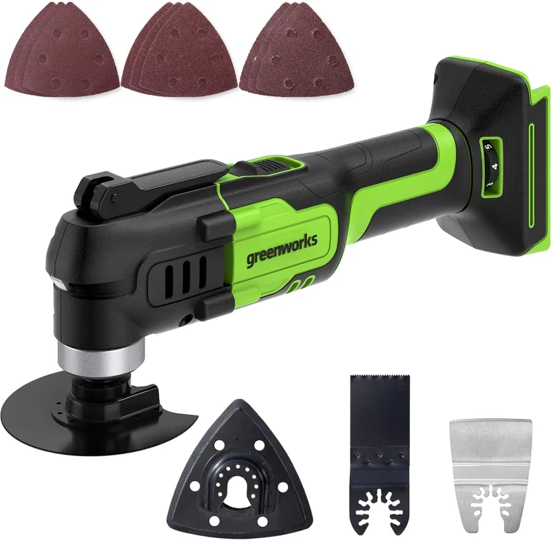 Greenworks Multifunctional Tool 24V G24MT (Li-Ion 24V 18000 Oscillations Per Minute 3° Speed Oscillating Arc Variable Blade Change Toolless LED Light Without Battery or Charger)