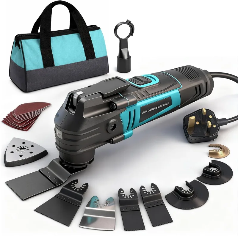 BLUEMARS 300W Home Renovation Multitool, Quick Fix Oscillating Saw with 15 Attachments, Variable Speed and Vibration Reduction Handle for Woodworking, Floors and