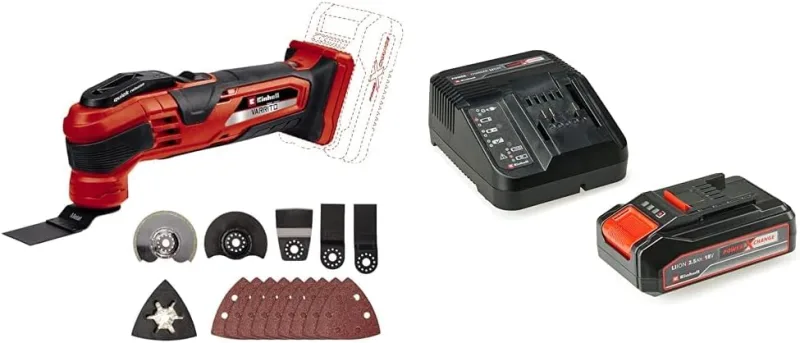 Einhell VARRITO 18V Multifunction Cordless Tool 14-Piece Set, Soft Adhesion and Adjustable Speed + Starter Kit with 2.5Ah Battery Life + Power X-Change Charger