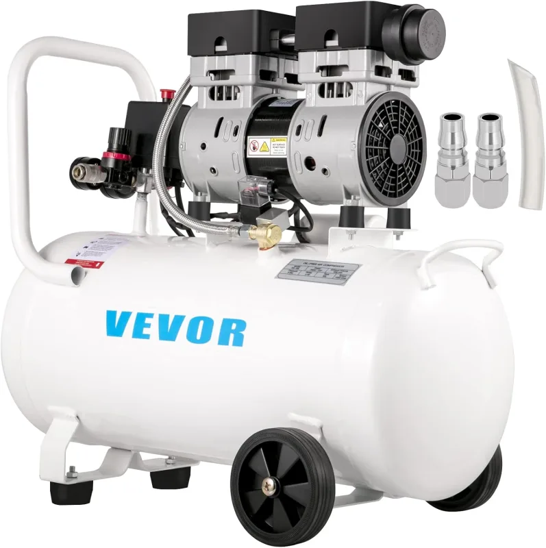 VEVOR Compresor de Aire Ultra Silencioso 50 L, Ultra Quiet Air Compressor 750 W, Compresor de Aire Silencioso de Tanque, 230 V 50 Hz, 68 dB, Compresor Ultra Silencioso para Reparaciones en el Hogar