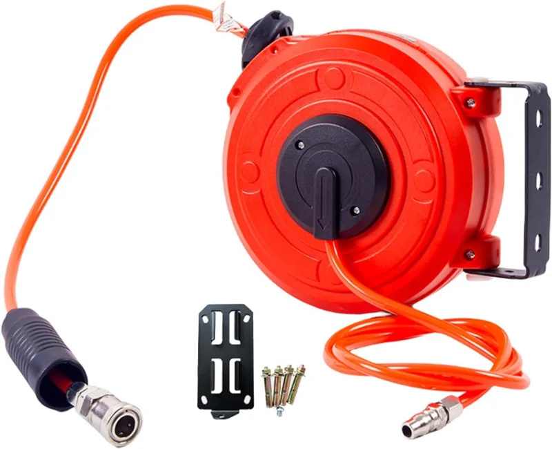 Bobina de manguera de compresor de aire - tambor giratorio automático automático, organizador de piduia de rebobinado liso | Puerta de equipo neumático de taller, grupo de almacenamiento