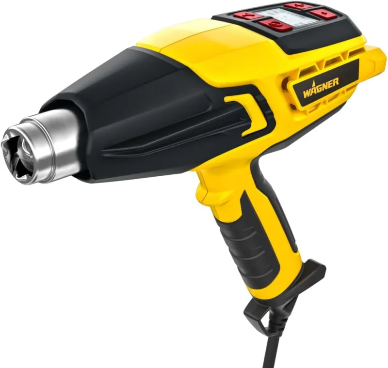 WAGNER Hot Air Gun FURNO 750 - MAX.630°C, 2000 W, Ergonomic Handle Incl. Jet Nozzle, Reflector, Centered, Wide Jet, Paint Scraper and LCD Display