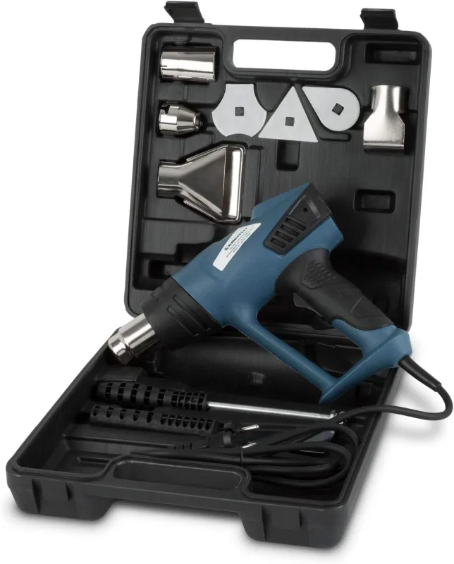 EBERTH Electric Hot Air Stripper 2000W Digital LCD, Adjustable Temperature 80-600°C Heat Gun Ergonomic Non-Slip Grip, Includes Case and Accessories, 4 Spatulas 4 Nozzles