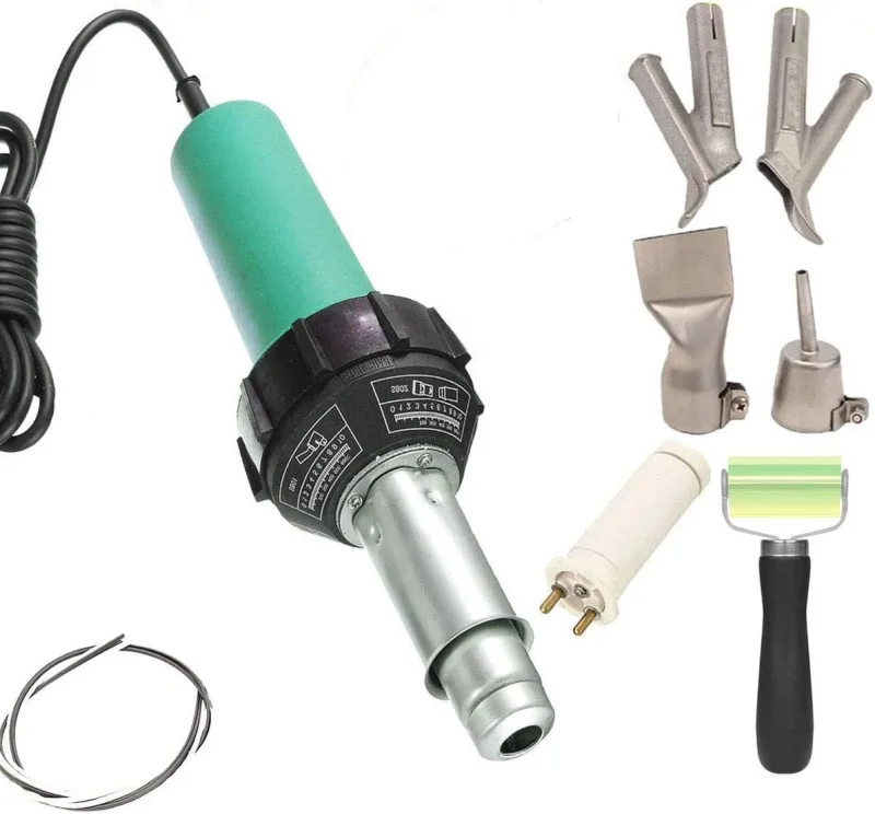Professional Hot Air Gun 1600W 220V Heat Gun Hot Air Gun Plastic Welder Heat Welding Gun 30°C to 680°C Adjustable with PE/PVC Nozzles and Rods