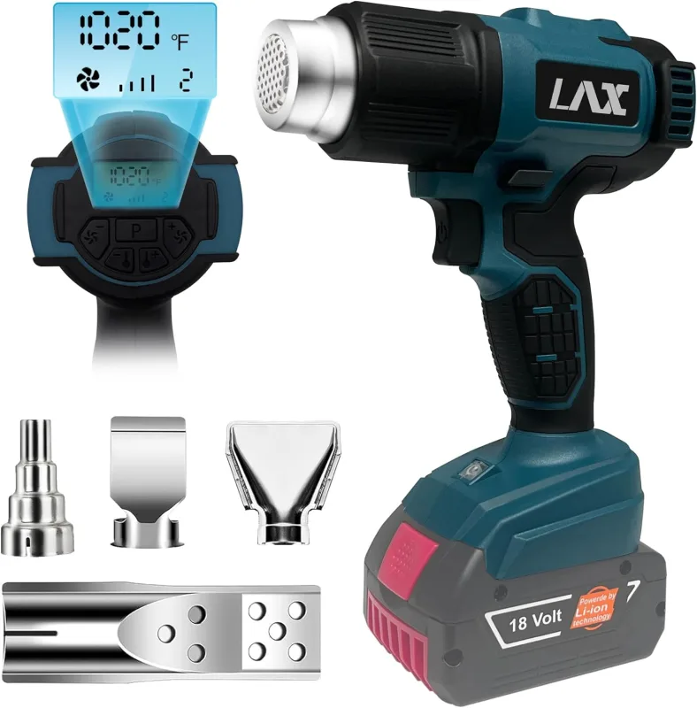 Hot Air Blower for Bosch Professional 18V Battery System, 1022℉ Fast Heating Welding Hot Air Gun with Digital LCD Display for Wire Connectors