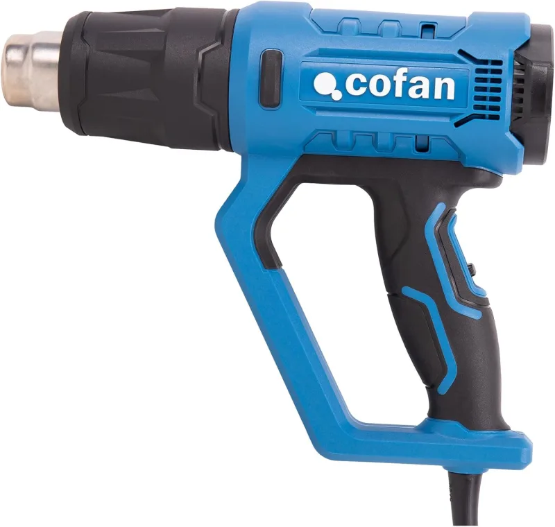 Cofan Hot air gun 2000 W | LCD digital display | adjustable temperature 50° to 650° | 5 accessories for stripping, deforming tubes, shrinking PVC, etc.