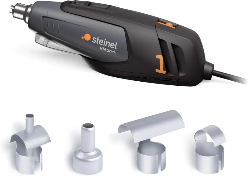 Steinel HM Stick Mini Hot Air Gun with 4 Nozzles 350W 400°-500°C LED Work Light Hot Air Gun for DIY Model Making