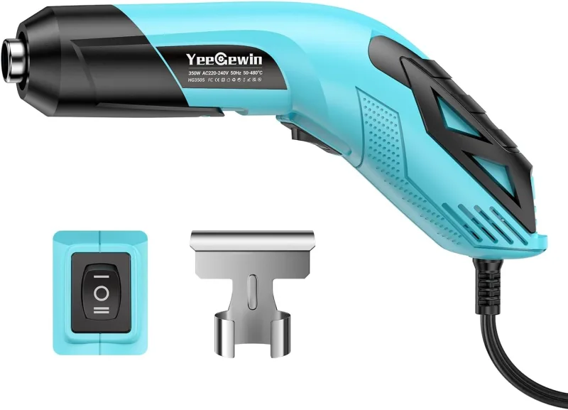 350W Mini Hot Air Gun, 2 Temperature Settings 290°C/480°C, Portable Heat Gun with Overload Protection, Fast Heating, Suitable for Resin, DIY