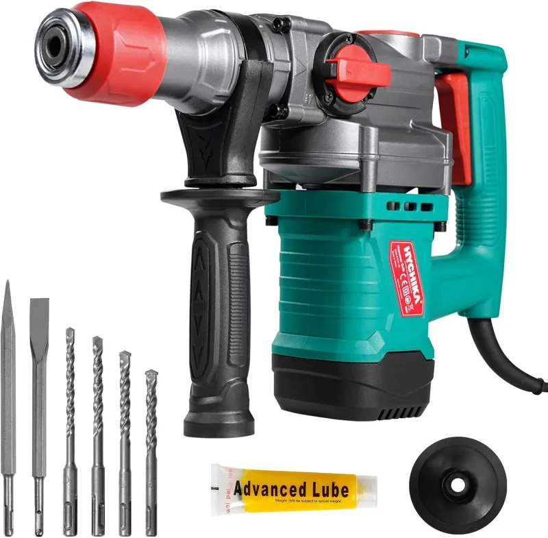 HYCHIKA Martillo Perforador, Martillo Demoledor con Embrague de Seguridad, Taladro Percutor con Cable CA para hormigón, Martillo Percutor Electrico