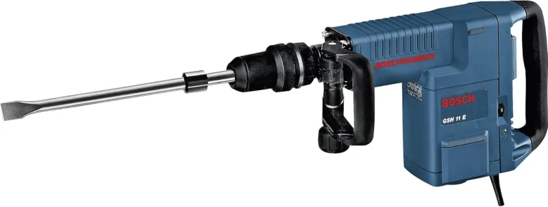 Bosch Professional martillo demoledor GSH 11 E (incl. empuñadura auxiliar, 1 maletín, 1 cincel plano, SDS max, RTec Sharp, 400 mm, paño para la máquina)