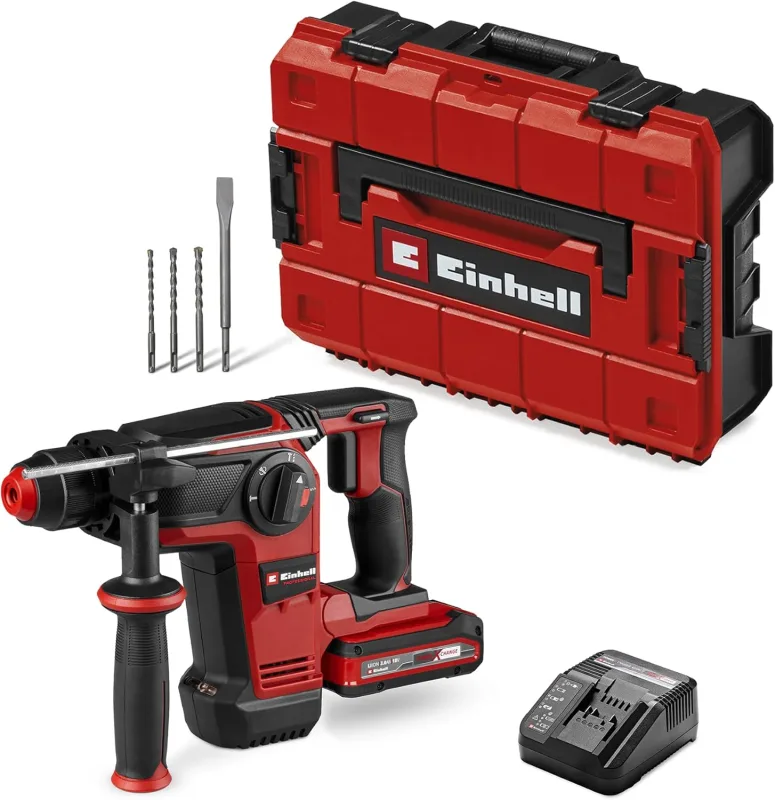 Einhell Professional Power X Change martillo perforador con batería TP-HD 18/28 Li BL +4 (1x3,0A+) (18 V, Brushless, 3 J, SDS-plus, 4 funciones, accesorios, incl. Batería 3,0 Ah Plus + cargador)