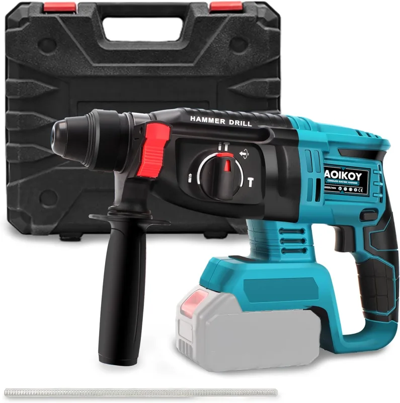 Cordless Hammer Hammer 21V, Demolition Hammer with 3 Modes, Speed 4000 BPM, Compatible with Makita 21V Battery, 1-1/4 Inch SDS Plus Drill, 360° Adjustable Handle