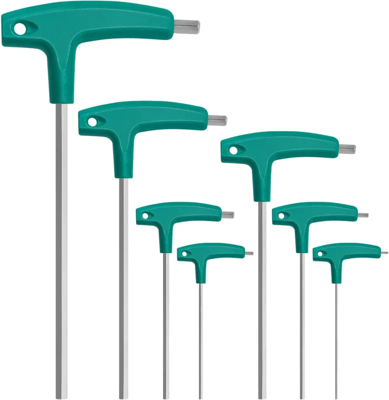 T-Handle Screwdriver Set 7 Pieces Metric Allen Wrench Set Chrome Vanadium Steel with Ergonomic Handle for DIY Repair Bicycles and Automatic