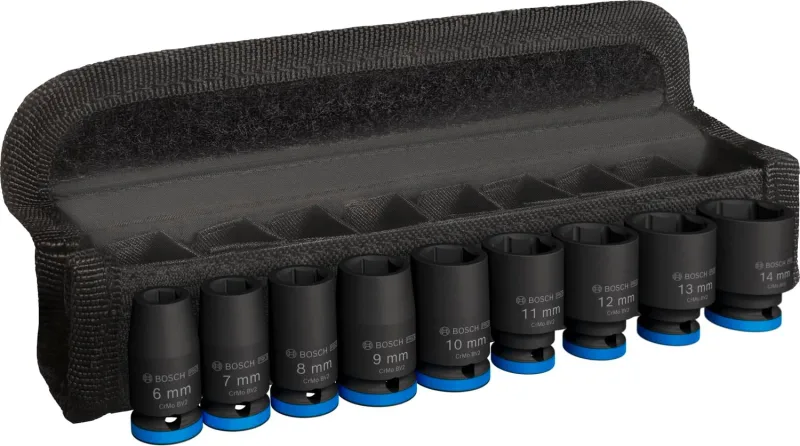 Bosch Pro Impact 9 Piece Socket Set 31 x 28 mm Professional Accessories for Drill and Screwdriver
