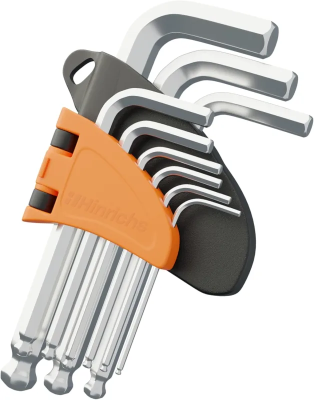 Hinrichs 9 Pcs Metric Allen Key Set - Hexagonal Keys with Spherical Head - Bicycle Allen Key Set - Corrosion Resistant Allen Keys - Allen Keys